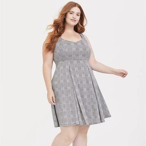 Torrid Black Houndstooth Scuba Knit Skater Dress